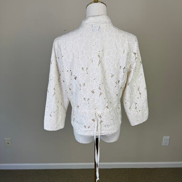Cabi Floral Lace Portrait Back Tie Jacket Top US Women's M - Picture 2 of 6